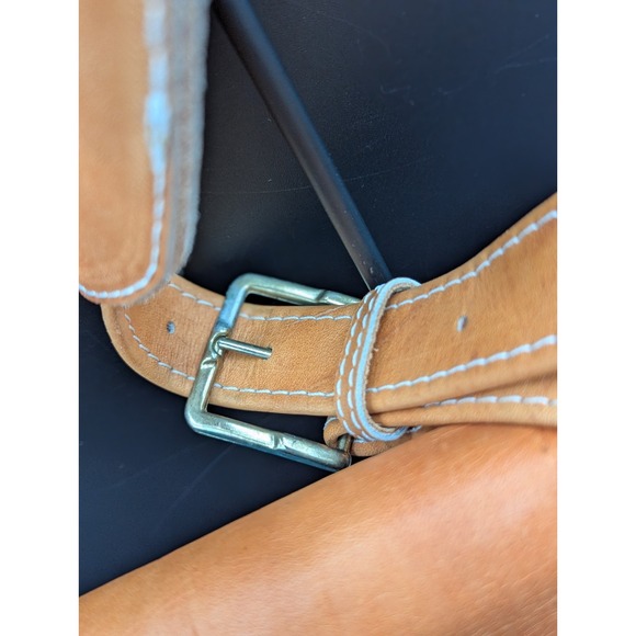 VTG Lt Brown Leather Satchel Bag Purse Mexico Shoulder Crossbody BOHO 12x10x5 - Picture 5 of 15